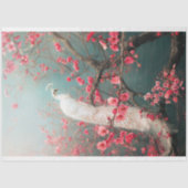 Etherische witte pauw, kersenbloesemboom tissuepapier (Voorkant)