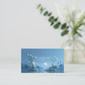 Etherische witte roos bloem en Blauwe Maanmeer Visitekaartje (Staand voorkant)