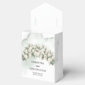 Etherische witte rozen krans groen gouden bruiloft bedankdoosjes (Geopend)