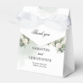 Etherische witte rozen krans groen gouden bruiloft bedankdoosjes (Voorkant Zijde)