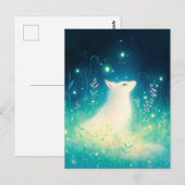 Etherische Witte Vos in Magische Weide Briefkaart (Voorkant / Achterkant)
