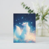 Etherische Witte Vos Onder Sterrenhemel Briefkaart (Staand voorkant)