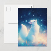 Etherische Witte Vos Onder Sterrenhemel Briefkaart (Voorkant / Achterkant)
