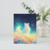 Etherische Witte Wolf in Lichtend Weiland Briefkaart (Staand voorkant)