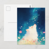 Etherische Witte Wolf in Sterrennacht Weide Briefkaart (Voorkant / Achterkant)
