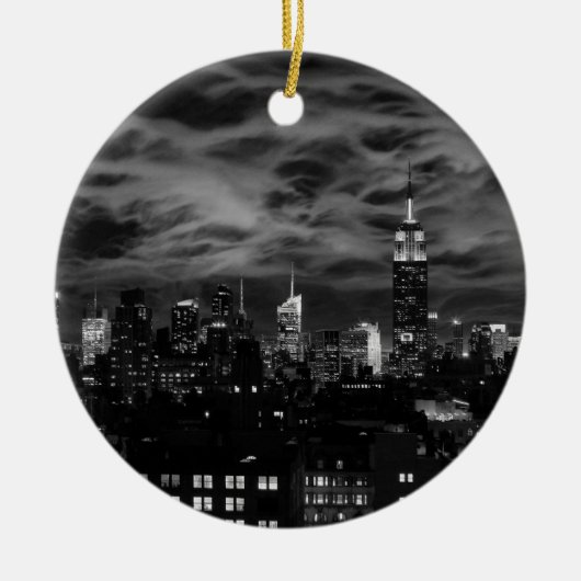 Etherische Wolken: NYC Silhouet, Empire State Gebo Keramisch Ornament (Voorkant)