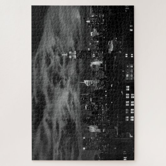 Etherische wolken: NYC Skyline, EMP St Bldg BW Legpuzzel (Verticaal)