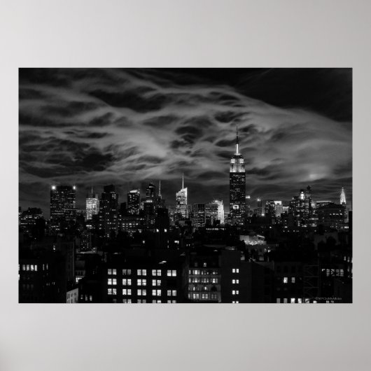 Etherische wolken: NYC Skyline, Empire State Bldg  Poster (Voorkant)