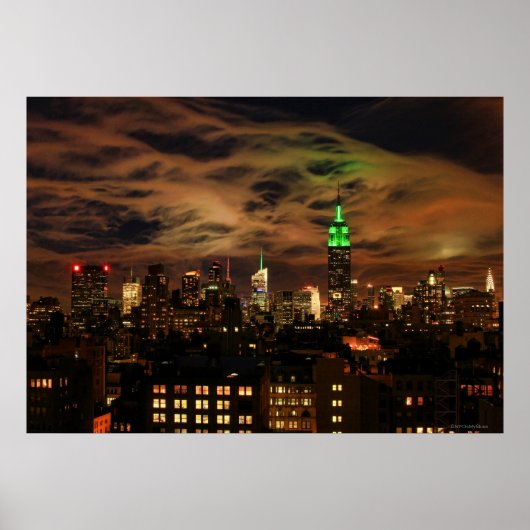 Etherische wolken: NYC Skyline, Empire State Bldg Poster (Voorkant)