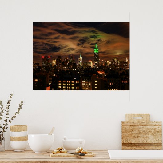 Etherische wolken: NYC Skyline, Empire State Bldg Poster (Keuken)