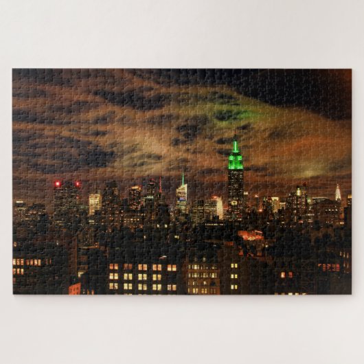 Etherische wolken: NYC Skyline, ESB-kleurenversie Legpuzzel (Horizontaal)