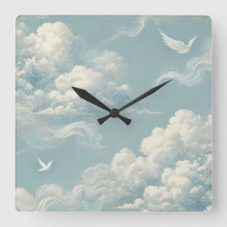 etherische wolken vierkante klok