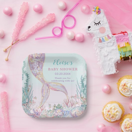 ETHERISCHE Zeemeermin onder het Zeeen Baby shower Papieren Bordje (Feest)