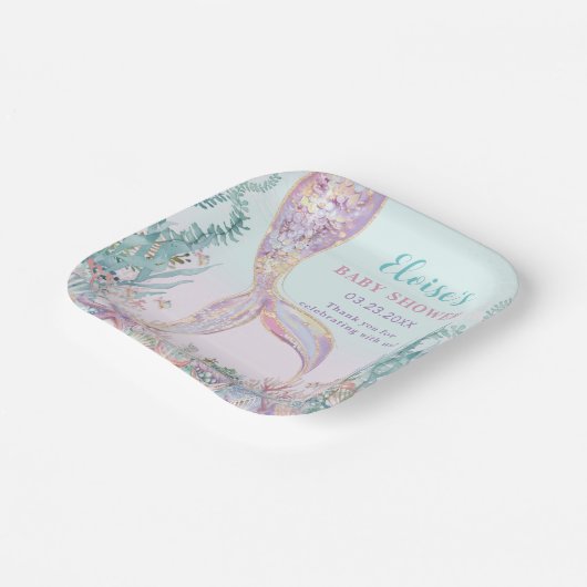 ETHERISCHE Zeemeermin onder het Zeeen Baby shower Papieren Bordje (Gebogen)