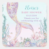 ETHERISCHE Zeemeermin onder het Zeeen Baby shower Vierkante Sticker (Voorkant)