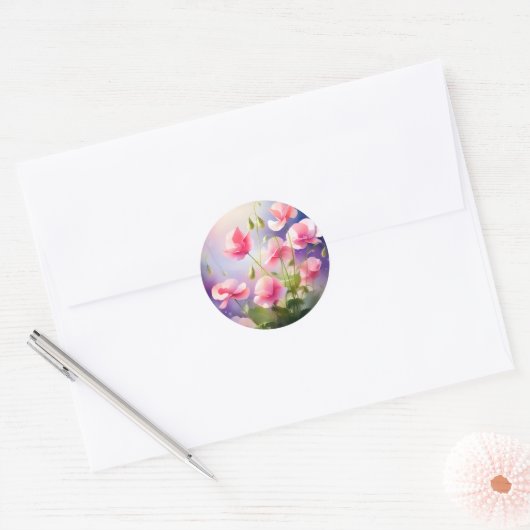 etherische zoeterwtenbloemen ronde sticker (Envelop)