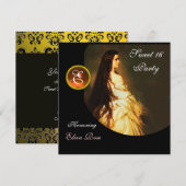 ETHERNAL BEAUTY, SWEET 16 GEEL, ZWARTE WITTE DAMAS KAART (Voorkant / Achterkant)