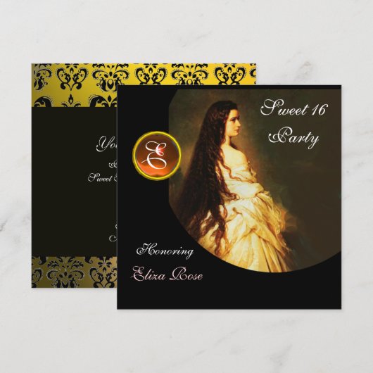 ETHERNAL BEAUTY, SWEET 16 GEEL, ZWARTE WITTE DAMAS KAART (Voorkant / Achterkant)