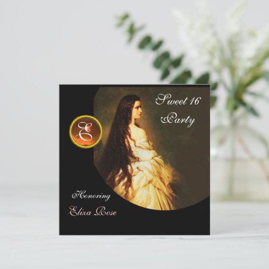 ETHERNAL BEAUTY, SWEET 16 GEEL, ZWARTE WITTE DAMAS KAART (Staand voorkant)