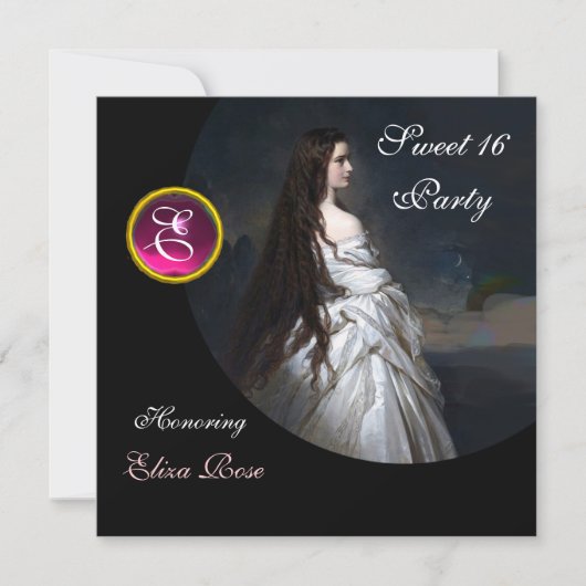 ETHERNAL BEAUTY, SWEET 16, PINK, ZWART, WITTE DAMA KAART (Voorkant)