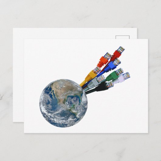 Ethernet Network Connected Earth Briefkaart (Voorkant / Achterkant)