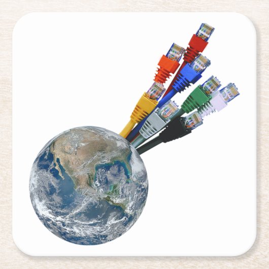 Ethernet Network Connected Earth Kartonnen Onderzetters (Voorkant)