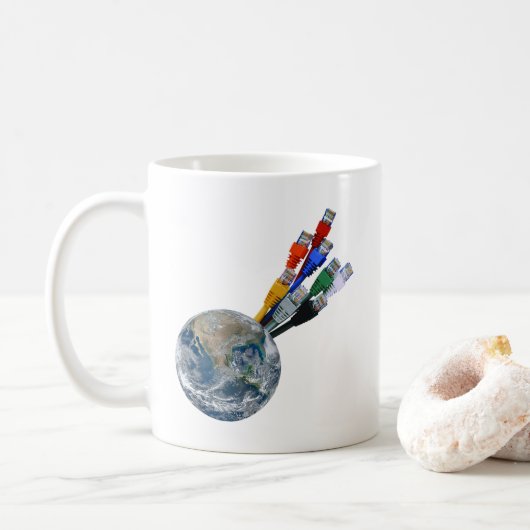 Ethernet Network Connected Earth Koffiemok (Met donut)