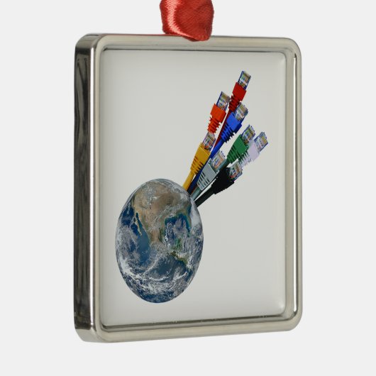 Ethernet Network Connected Earth Metalen Ornament (Rechts)