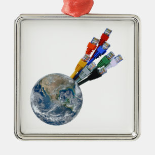 Ethernet Network Connected Earth Metalen Ornament