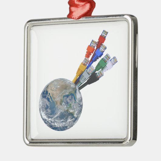 Ethernet Network Connected Earth Metalen Ornament (Links)