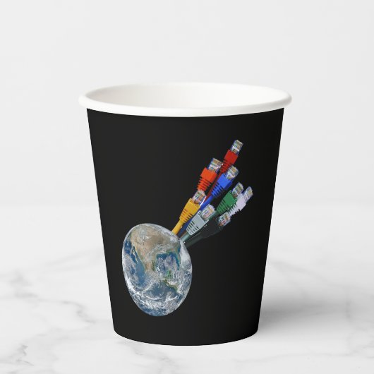 Ethernet Network Connected Earth Papieren Bekers (Voorkant)