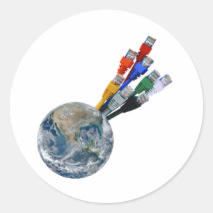 Ethernet Network Connected Earth Ronde Sticker