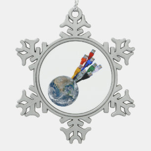 Ethernet Network Connected Earth Tin Sneeuwvlok Ornament