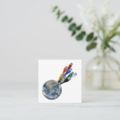 Ethernet Network Connected Earth Vierkante Visitekaartje (Staand voorkant)