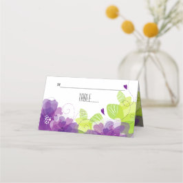 Etherpaarbloemen florale bruinkoolescortekaart plaatskaartje