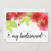 Etherroodbloemen zal je mijn bruidsmeisje zijn kaart (Voorkant)