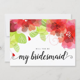 Etherroodbloemen zal je mijn bruidsmeisje zijn kaart