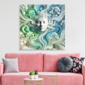 Ethers Abstract Gezicht met Stromend Boselement Canvas Afdruk (Insitu (Woonkamer))