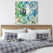 Ethers Abstract Gezicht met Stromend Boselement Canvas Afdruk (Insitu (Slaapkamer))