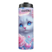 Ethers Kat: Rozen, dromen, blauwe ogen Thermosbeker (Voorkant)