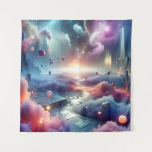 Ethetisch Dreamscape met zwevende objecten Wandkleed