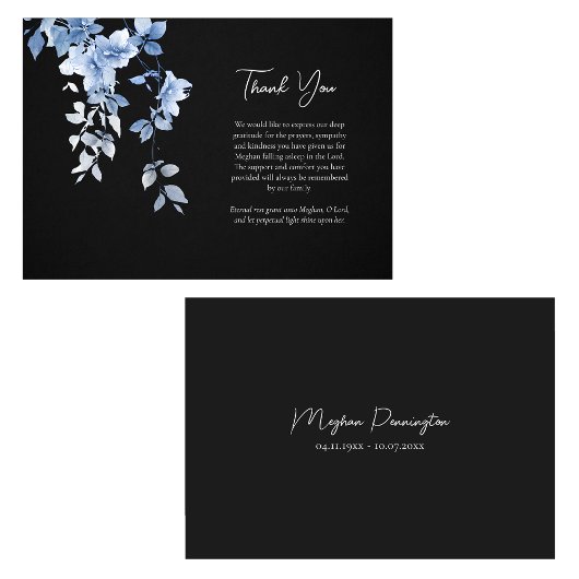Ethetische delicate blauwe bloemen Orthodoxe begra Bedankkaart