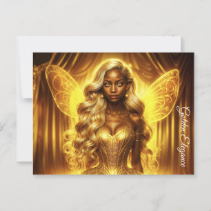 Ethetische sprookjesprinses met gloeiende gouden a briefkaart