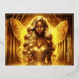 Ethetische sprookjesprinses met gloeiende gouden a folie feestdagen briefkaart