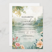 Ethetische Woodland Waterscape Wedding Kaart (Voorkant / Achterkant)