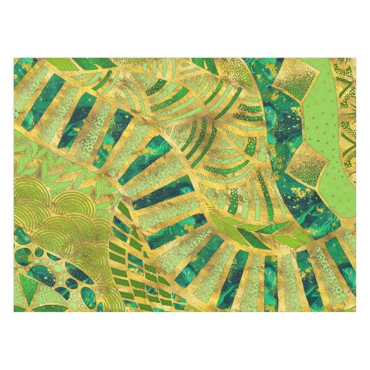 Ethic Tribal Ornament - Greens and Gold Tafelkleed (Voorkant (Horizontaal))
