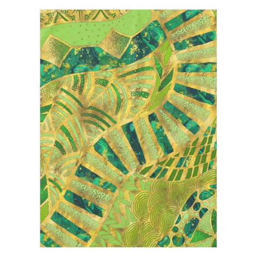 Ethic Tribal Ornament - Greens and Gold Tafelkleed (Voorkant)