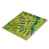 Ethic Tribal Ornament - Greens and Gold Tegeltje (Zijkant)