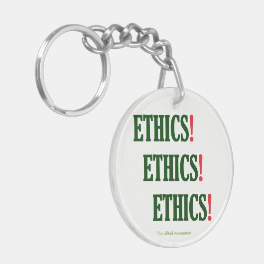 Ethiek! Ethiek! Ethiek!" Sleutelhanger (Voorkant Links)