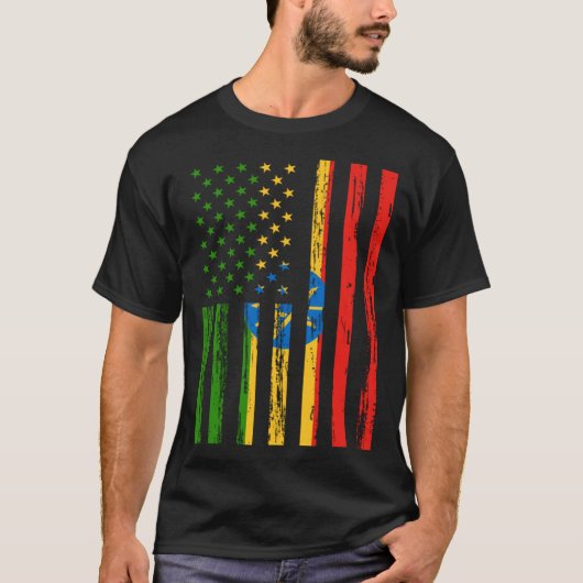 Ethiopia Flag America US It is in my DNA  Ethiopia T-shirt (Voorkant)